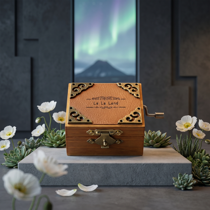 Celestial Serenade™ Vintage Hand-Crank Wooden Music Box
