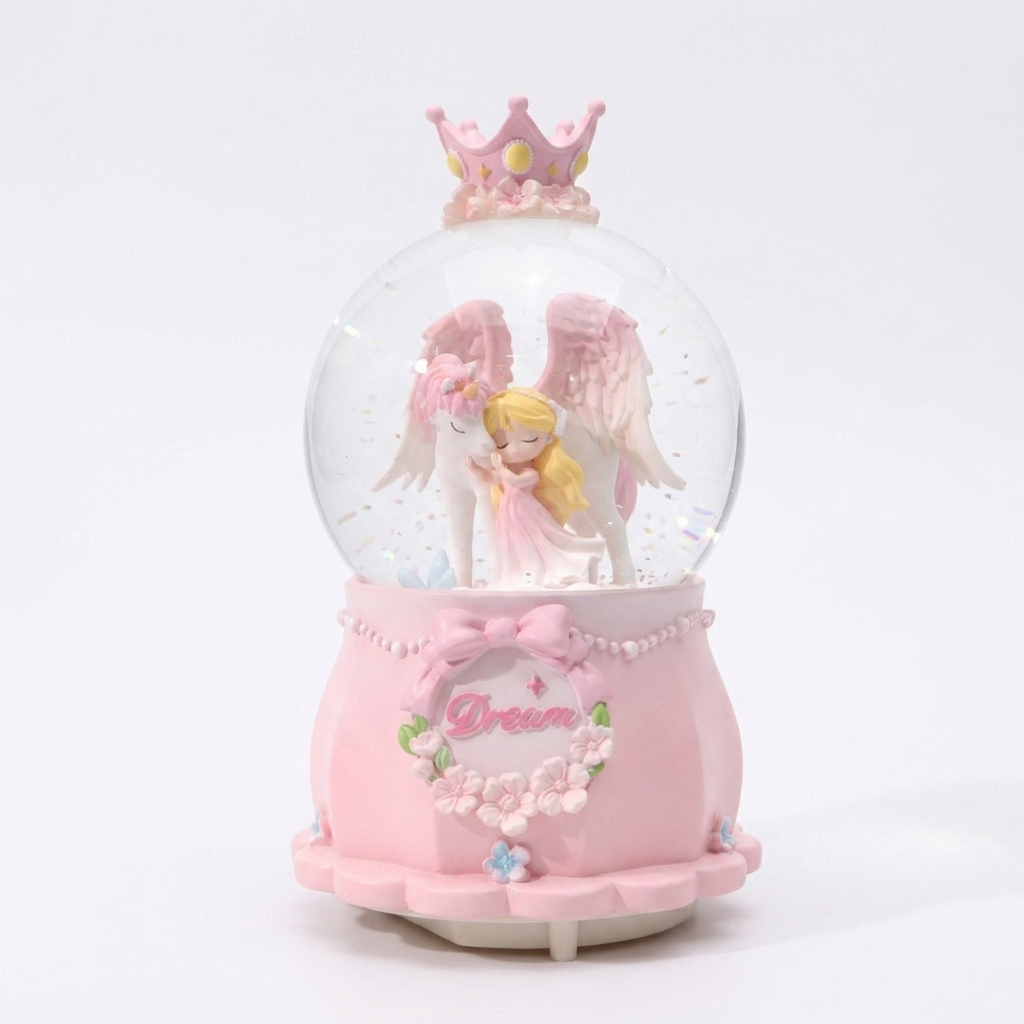 Celestial Serenade Angel &amp; Unicorn Snow Globe Music Box