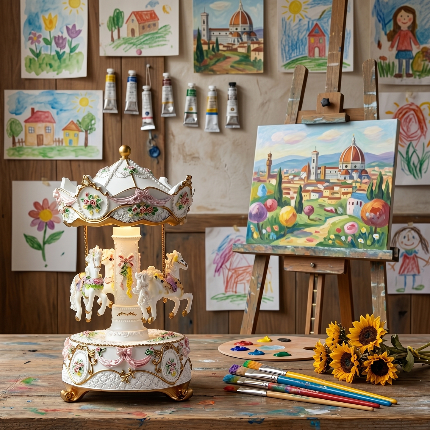 Celestial Serenade™ Rotating Carousel Music Box with LED Lights