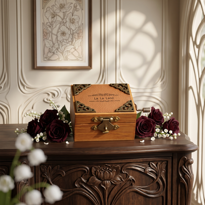 Celestial Serenade™ Vintage Hand-Crank Wooden Music Box