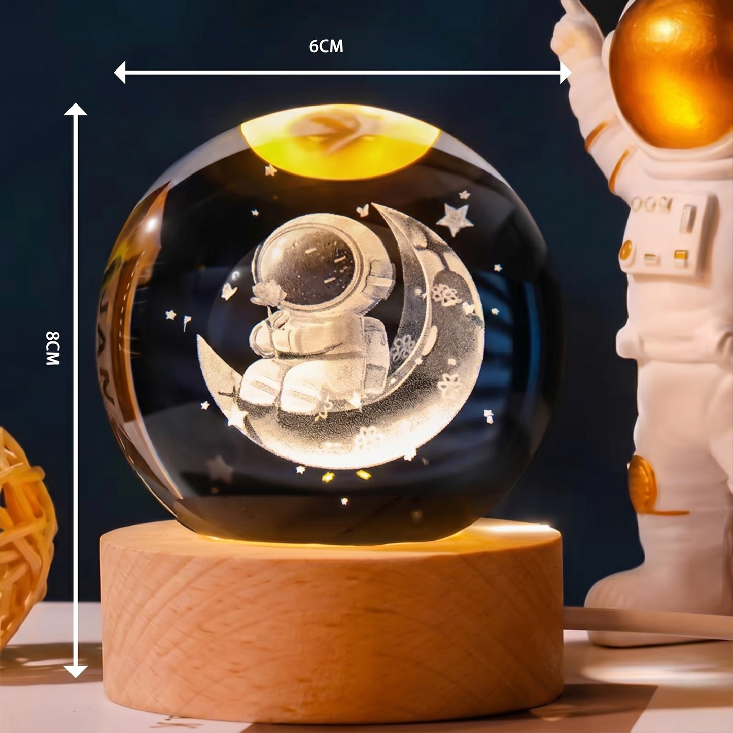Celestial Serenade™ 3D Engraved Crystal Ball Night Light