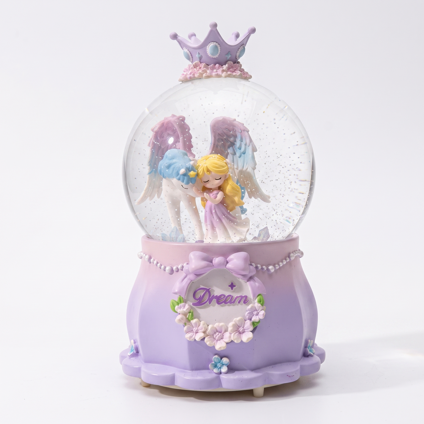 Celestial Serenade Angel &amp; Unicorn Snow Globe Music Box