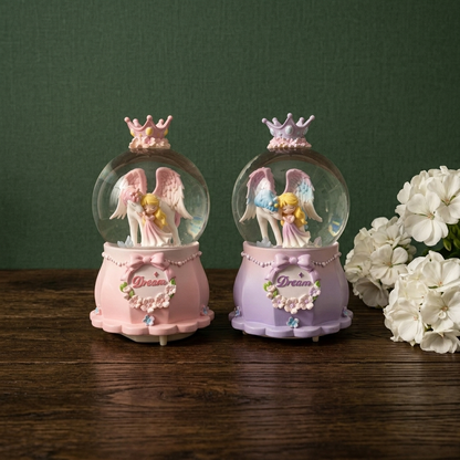 Celestial Serenade Angel &amp; Unicorn Snow Globe Music Box