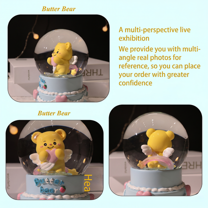 Celestial Serenade™ Birthday Cake &Bear Snow Globe with LED Light