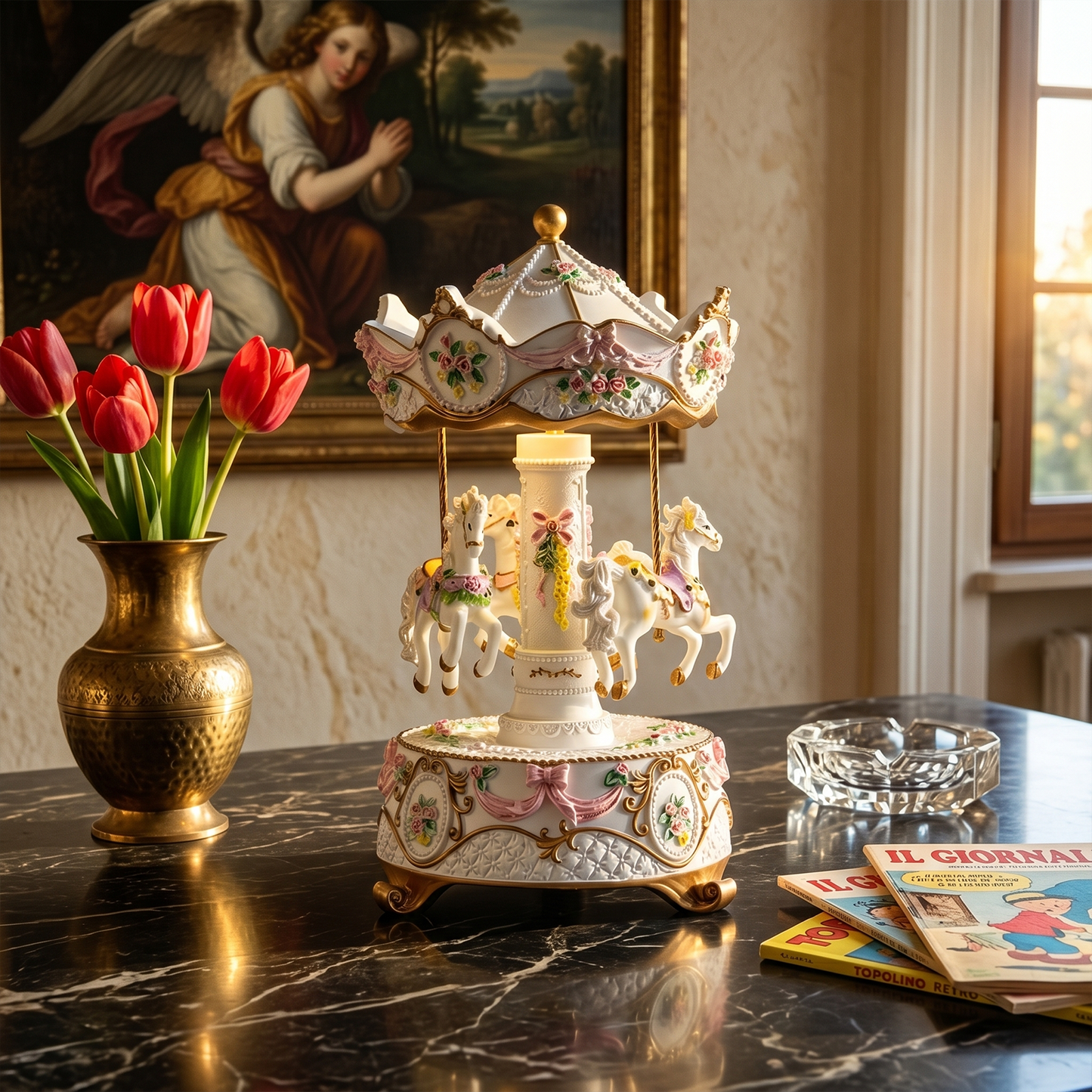 Celestial Serenade™ Rotating Carousel Music Box with LED Lights