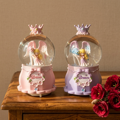 Celestial Serenade Angel &amp; Unicorn Snow Globe Music Box