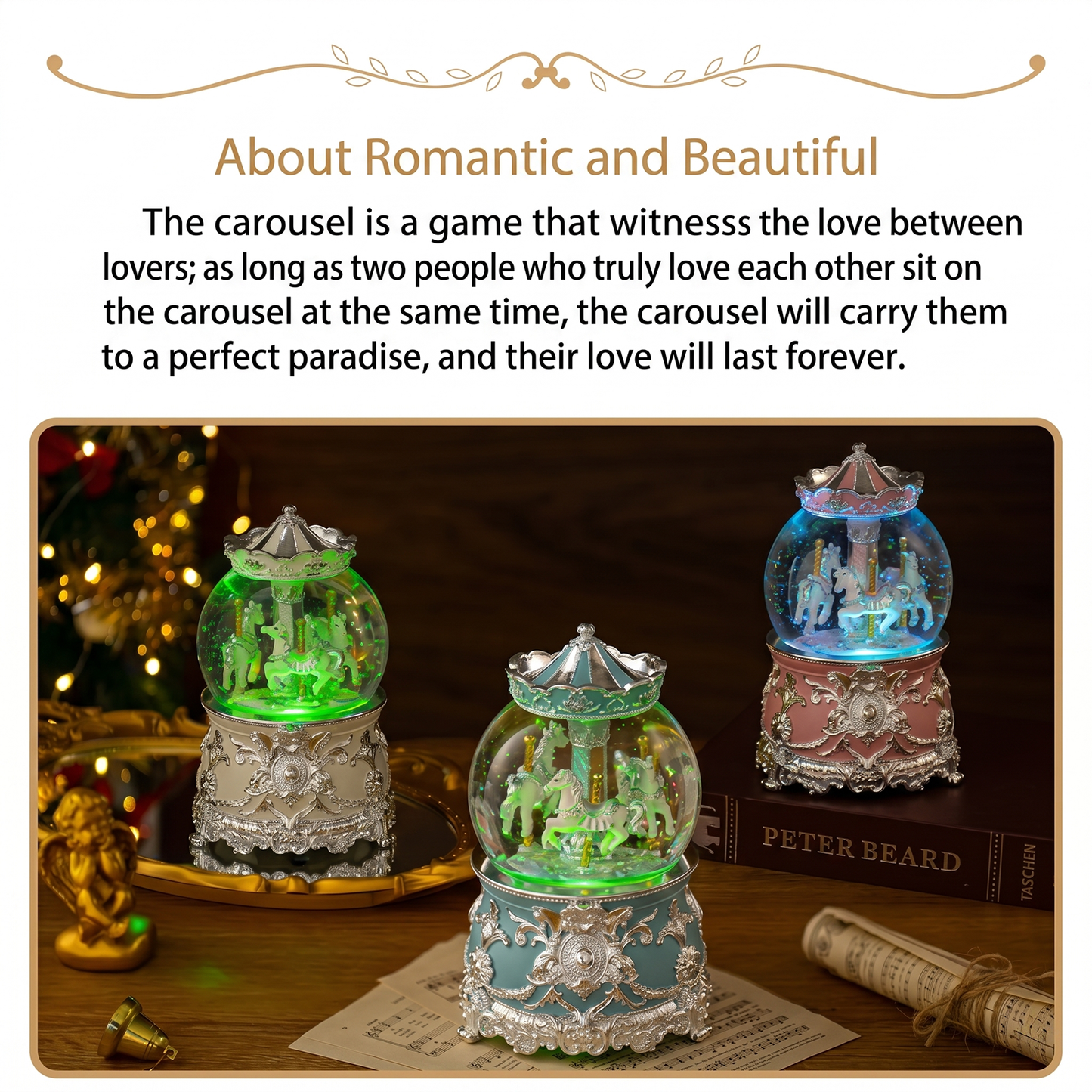 Celestial Serenade™ Bluetooth Carousel Snow Globe Music Box