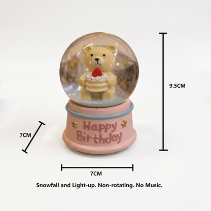 Celestial Serenade™ Birthday Cake &Bear Snow Globe with LED Light