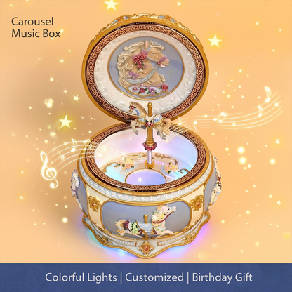 Celestial Serenade™ Rococo Carousel & Ballerina Music Box with LED Lights