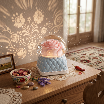 Celestial Serenade™ | Pink Rose Snow Globe Music Box | Wind Up Musical Box