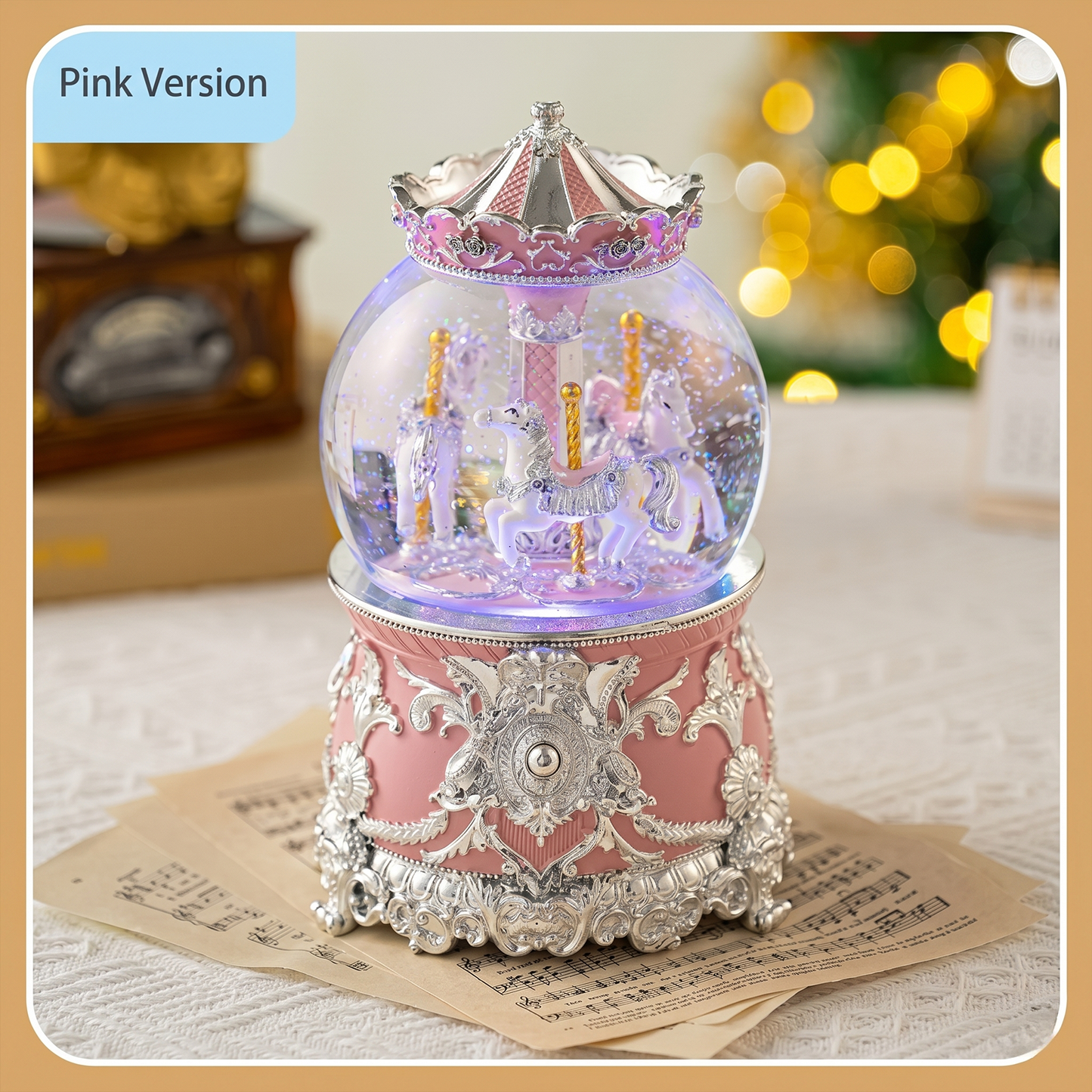 Celestial Serenade™ Bluetooth Carousel Snow Globe Music Box