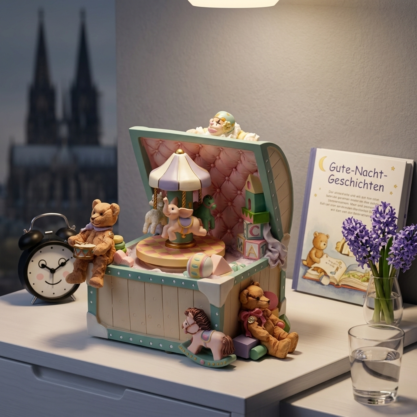 Celestial Serenade™ Carousel Clown Treasure Box Bluetooth Music Box