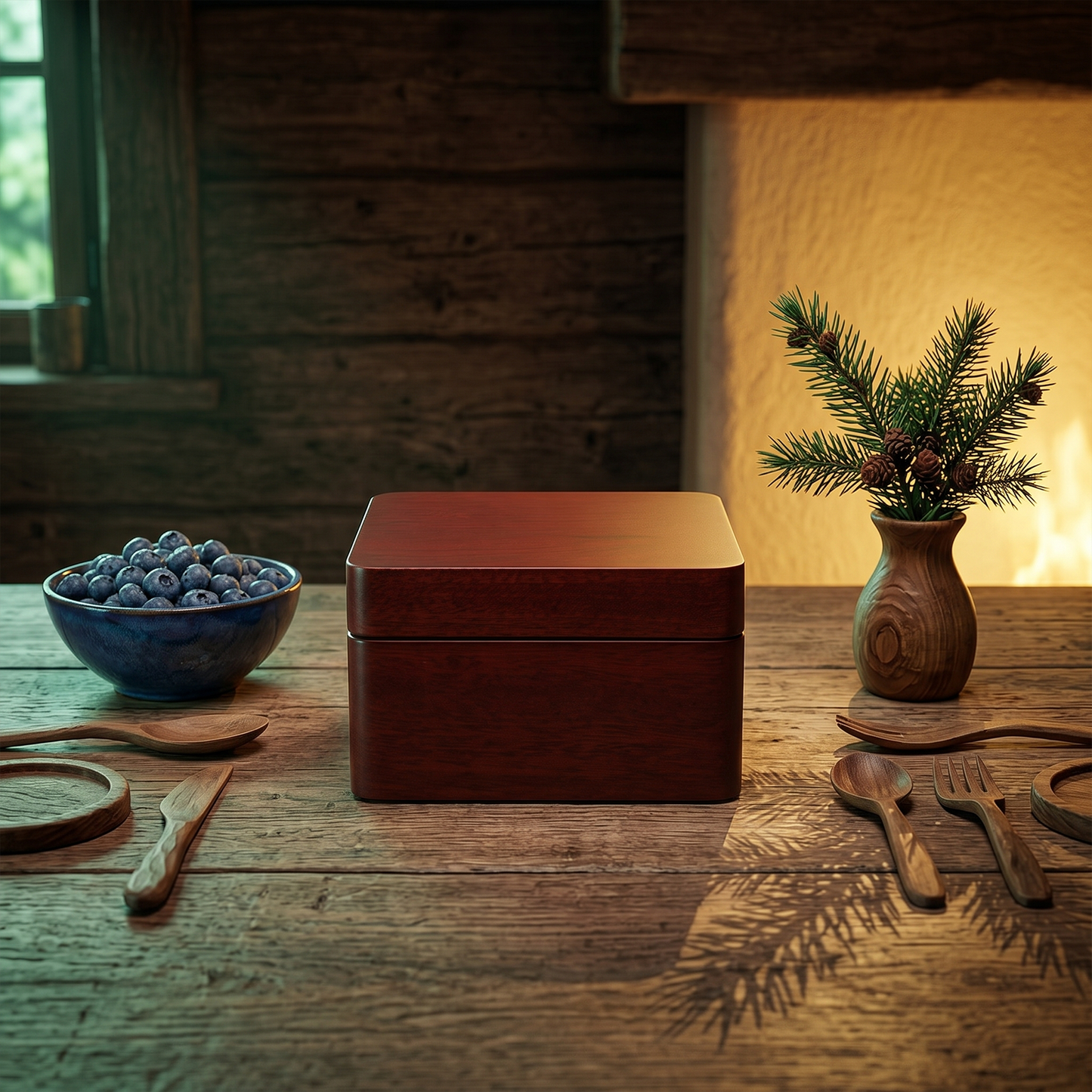 Celestial Serenade™ Square Wooden Music Box with Mirror