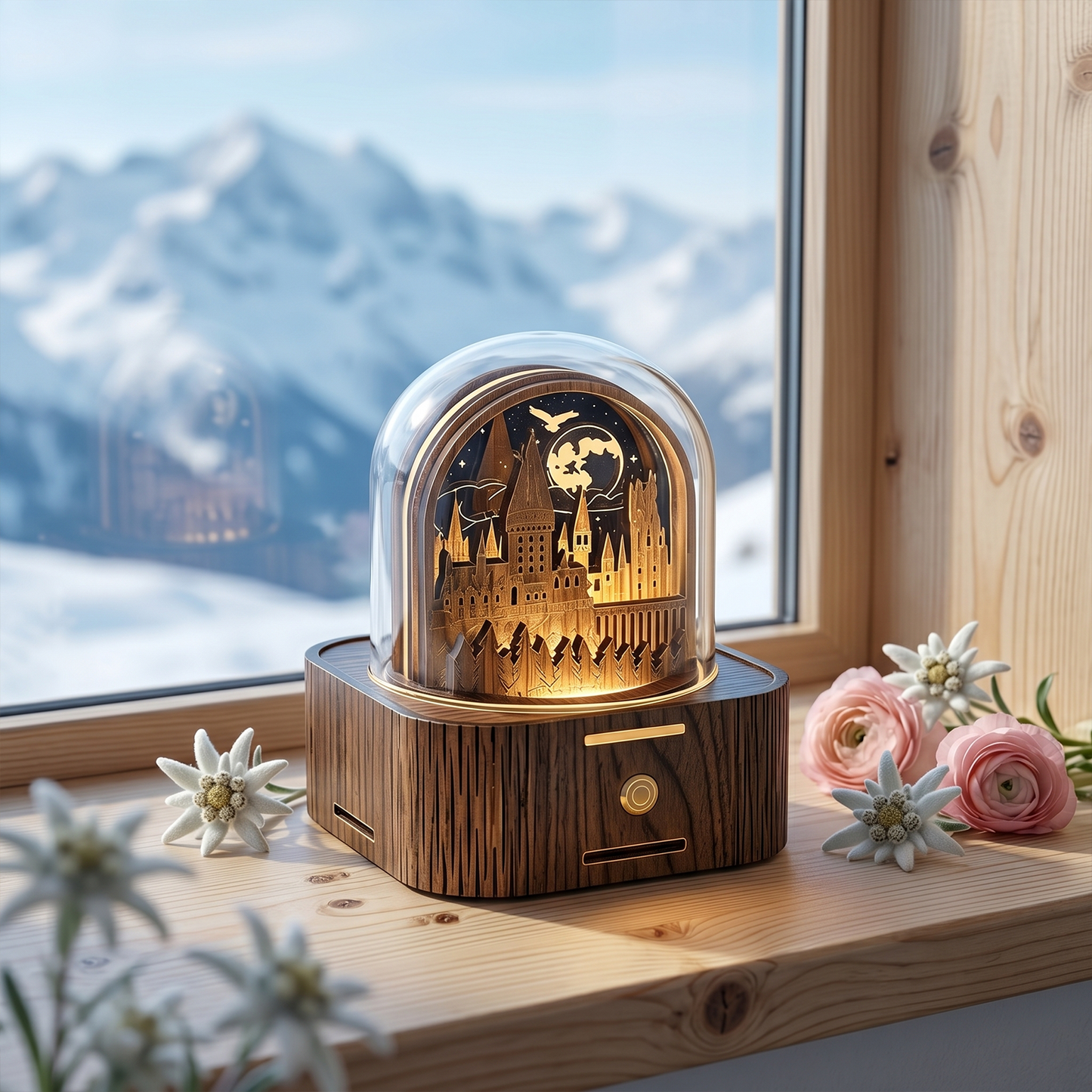 Celestial Serenade | Hogwarts Castle 3D Wooden Music Box with LED Night Light