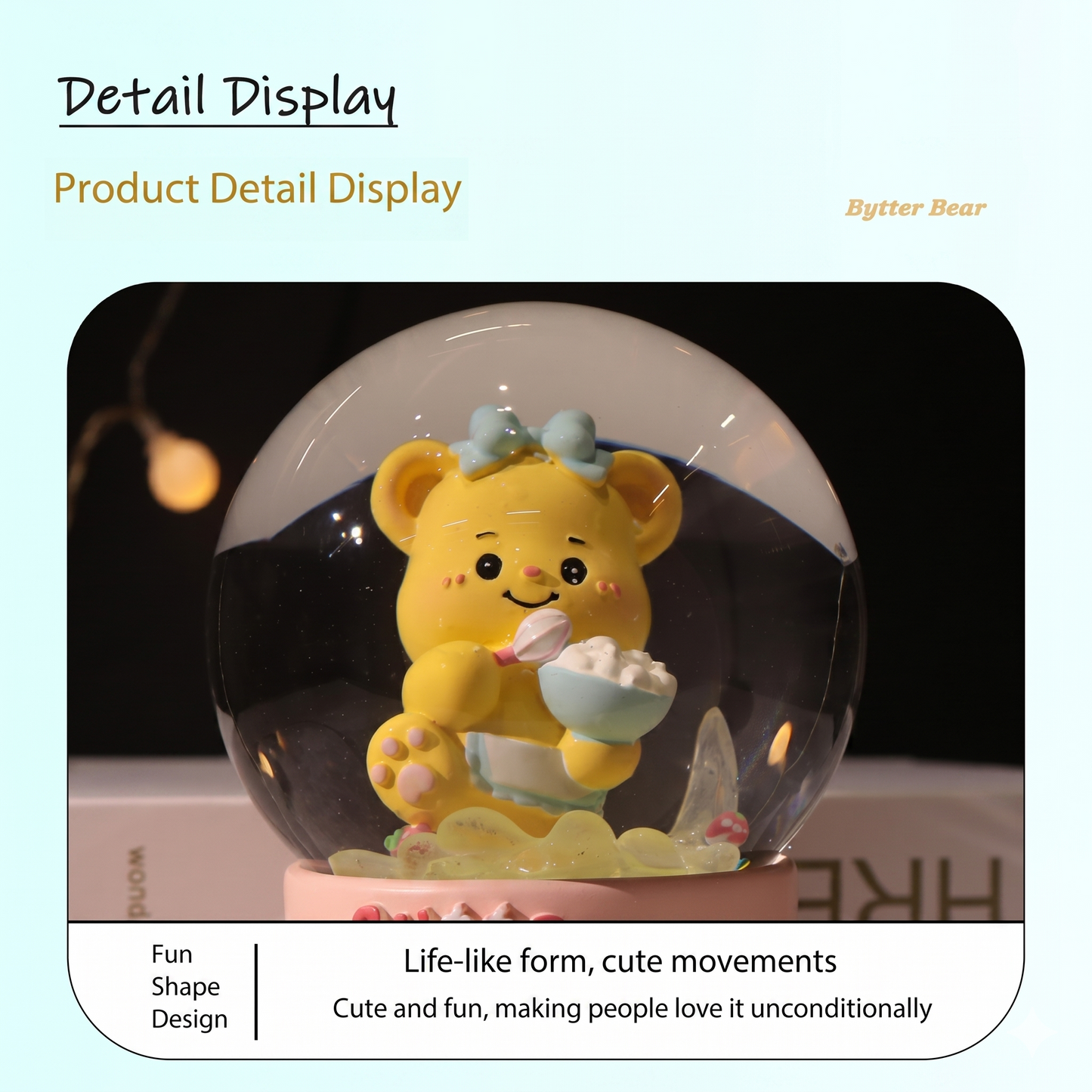 Celestial Serenade™ Birthday Cake &Bear Snow Globe with LED Light