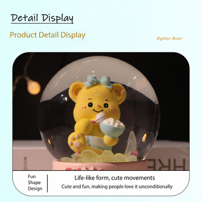 Celestial Serenade™ Birthday Cake &Bear Snow Globe with LED Light