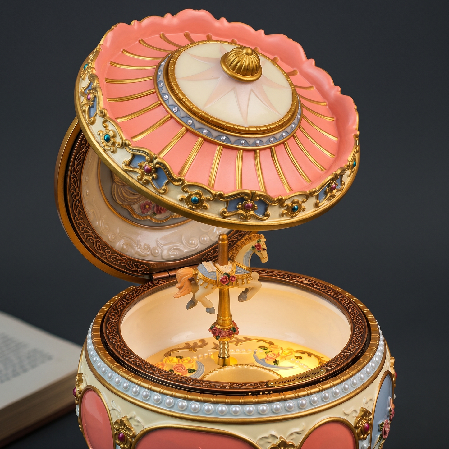Celestial Serenade™ Rococo Carousel & Ballerina Music Box with LED Lights