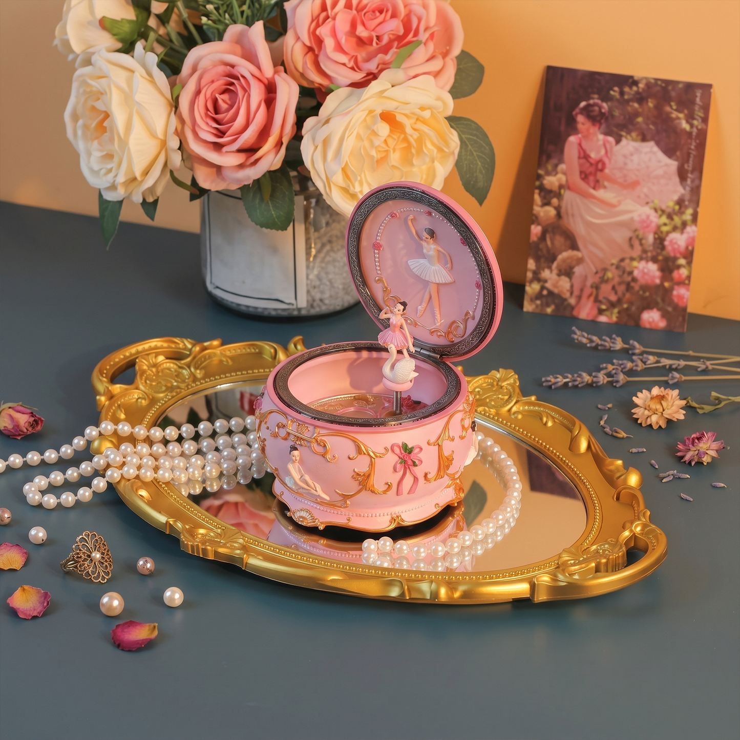 Celestial Serenade™ Rococo Carousel & Ballerina Music Box with LED Lights