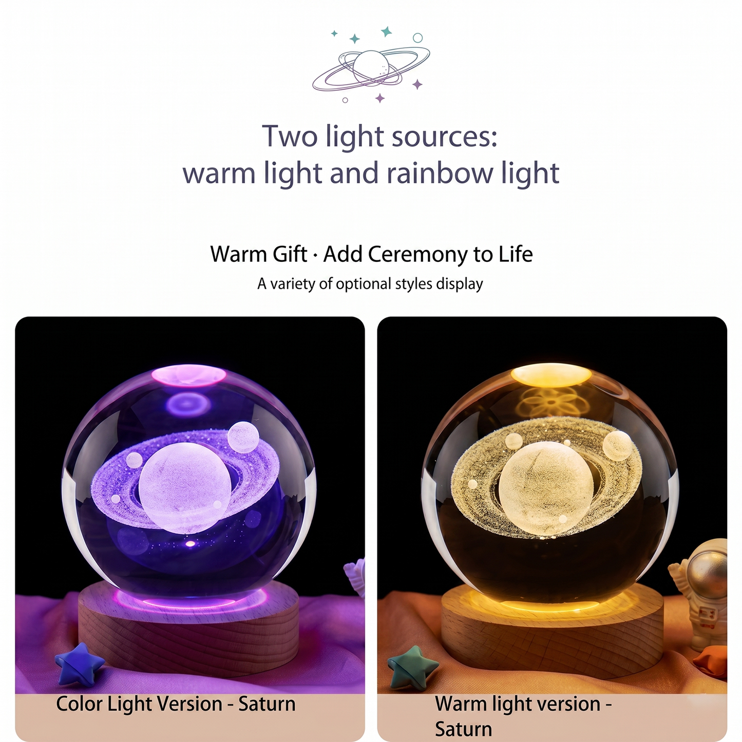 Celestial Serenade™ 3D Engraved Crystal Ball Night Light