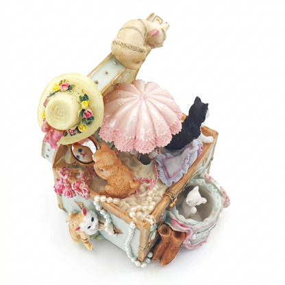 Celestial Serenade™ | Vintage Cat Suitcase Wind Up Music Box