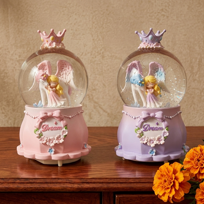 Celestial Serenade Angel &amp; Unicorn Snow Globe Music Box