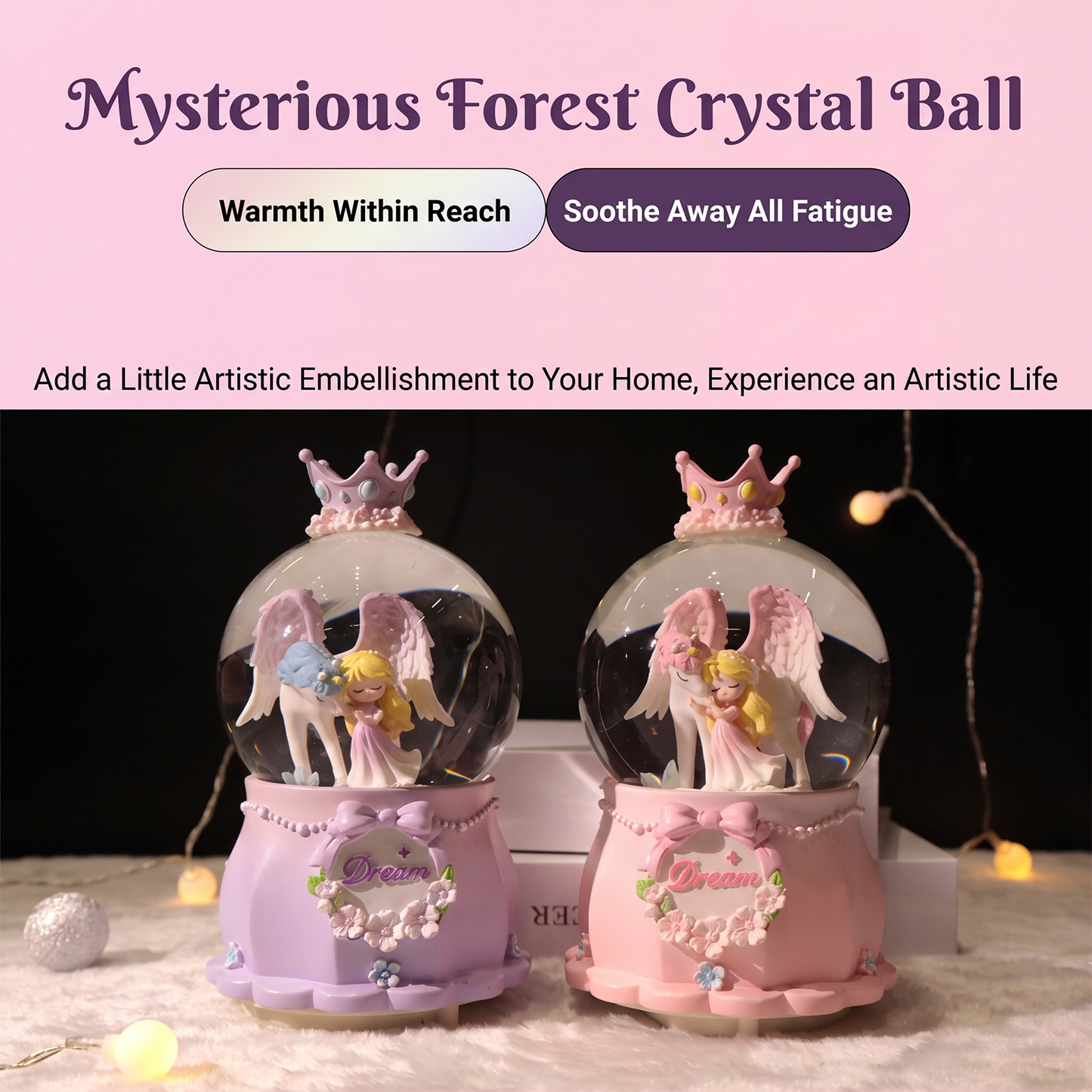 Celestial Serenade Angel &amp; Unicorn Snow Globe Music Box