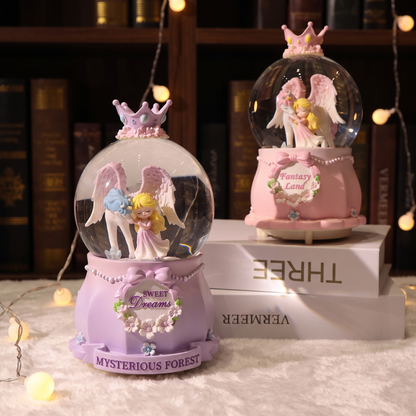 Celestial Serenade Angel &amp; Unicorn Snow Globe Music Box