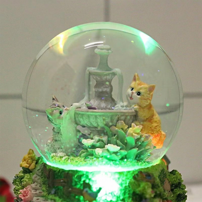 Celestial Serenade™ Kitten Garden Snow Globe Music Box