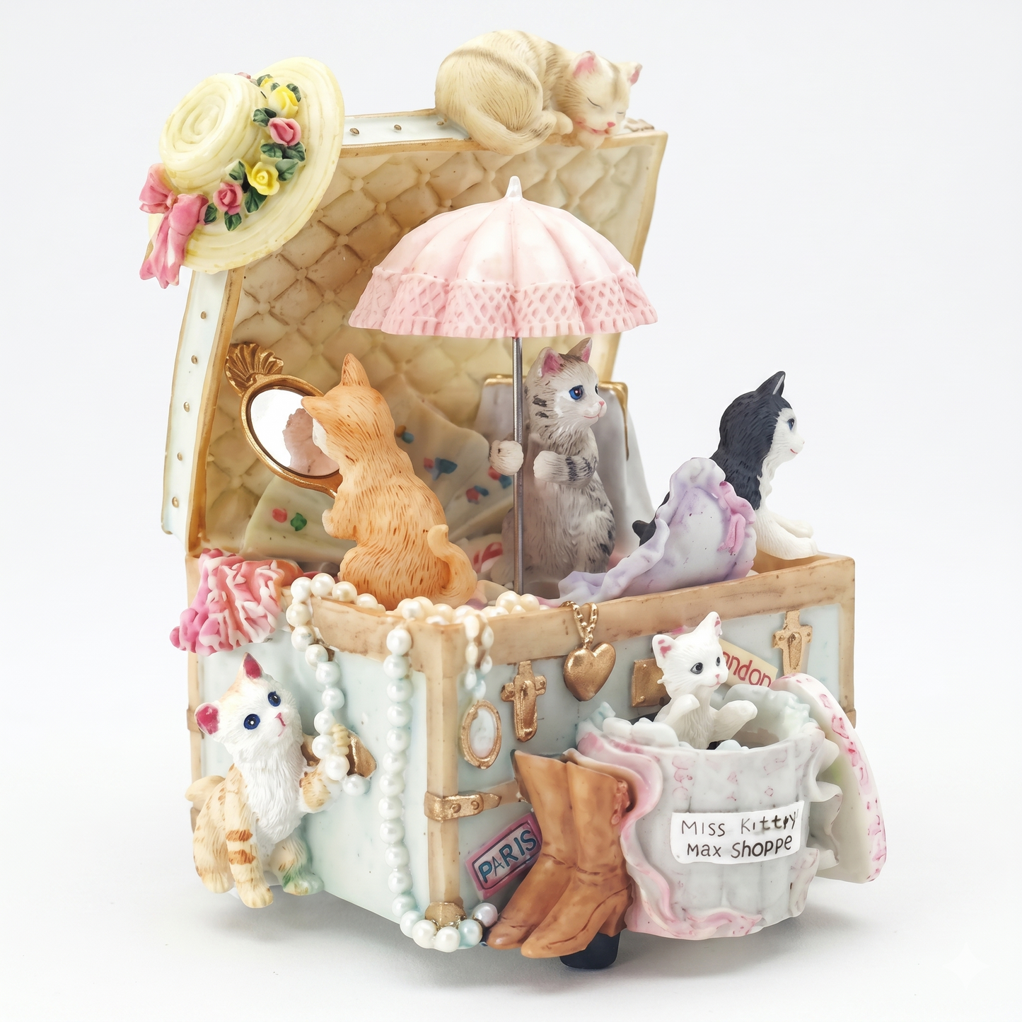 Celestial Serenade™ | Vintage Cat Suitcase Wind Up Music Box