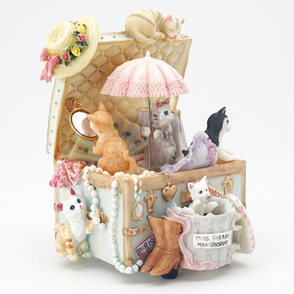 Celestial Serenade™ | Vintage Cat Suitcase Wind Up Music Box