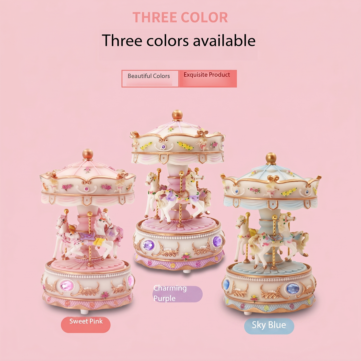 Celestial Serenade™ Pastel Carousel Music Box