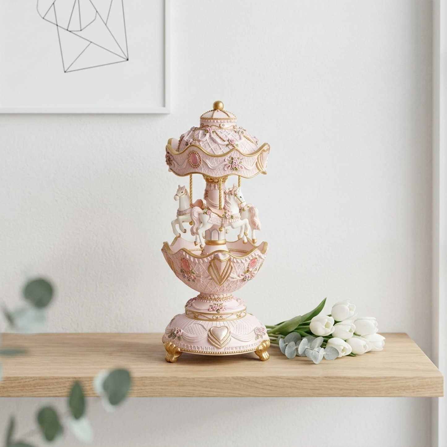 Celestial Serenade™ Pink Vintage Carousel Music Box