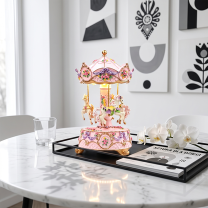Celestial Serenade™ Rotating Carousel Music Box with LED Lights