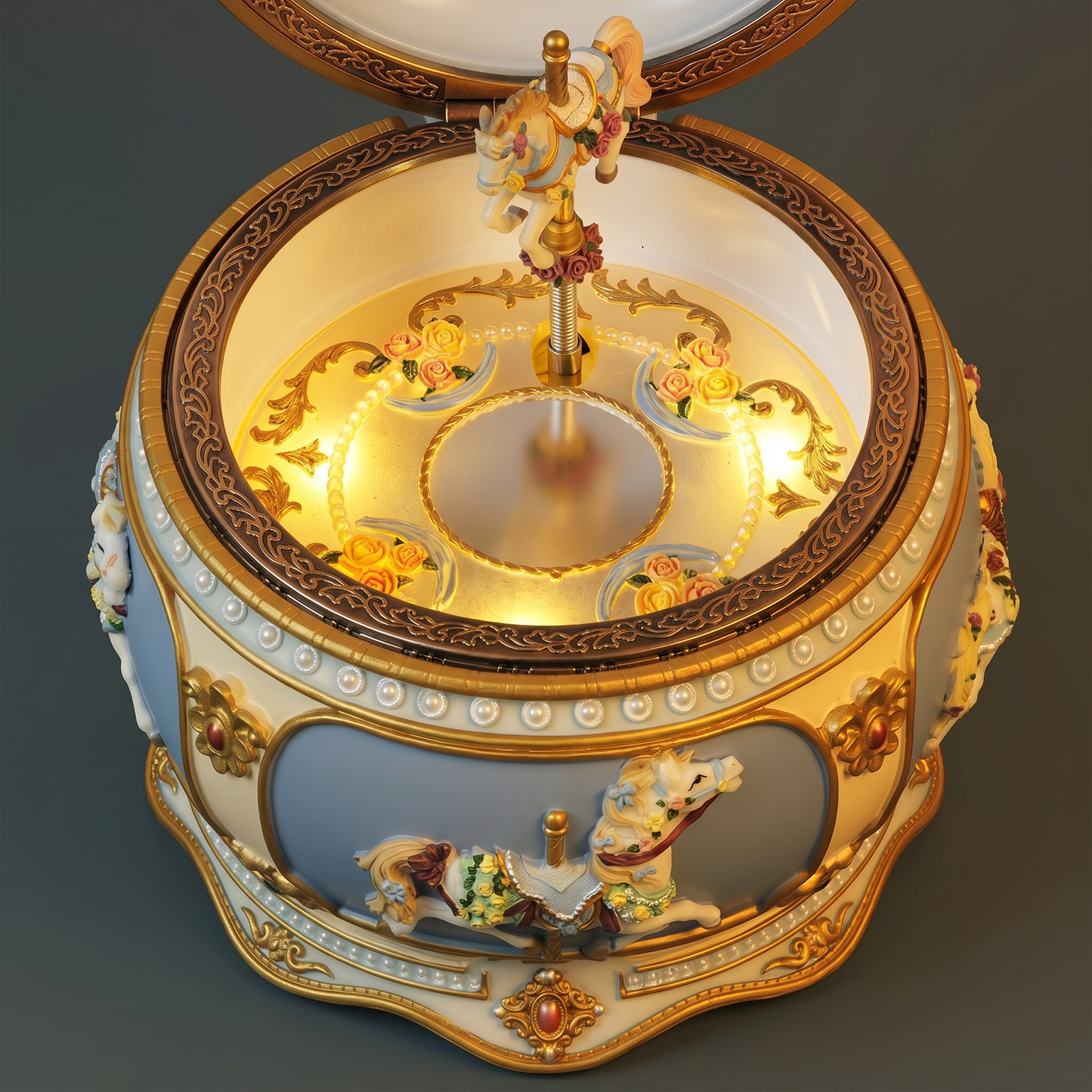Celestial Serenade™ Rococo Carousel & Ballerina Music Box with LED Lights
