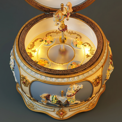 Celestial Serenade™ Rococo Carousel & Ballerina Music Box with LED Lights