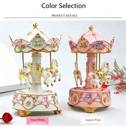 Celestial Serenade™ Rotating Carousel Music Box with LED Lights