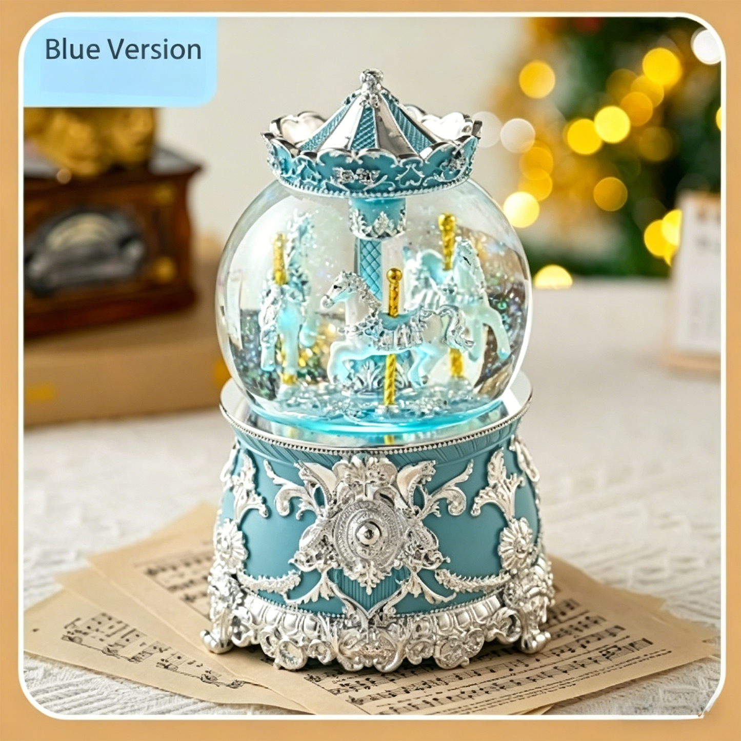 Celestial Serenade™ Bluetooth Carousel Snow Globe Music Box