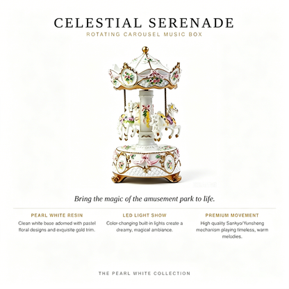 Celestial Serenade™ Rotating Carousel Music Box with LED Lights