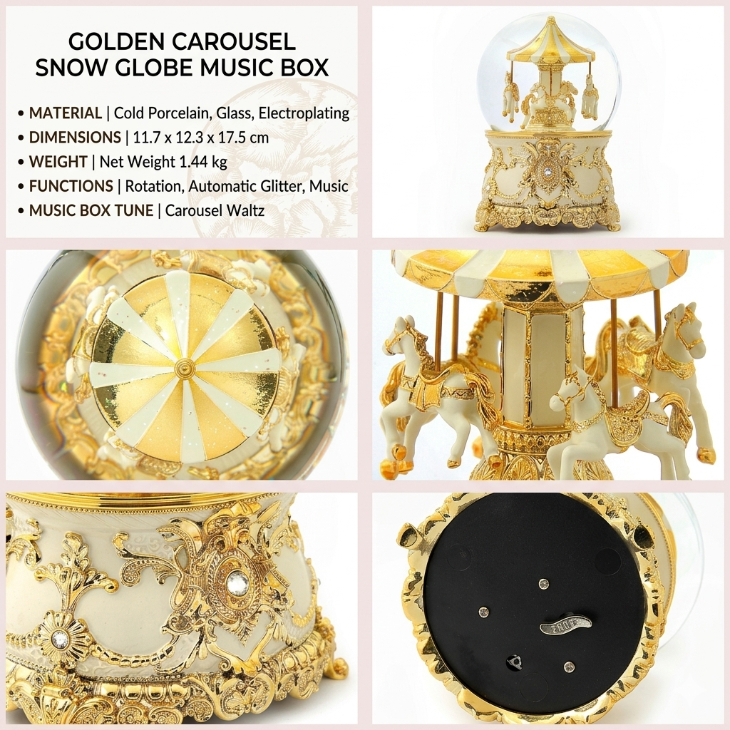 Celestial Serenade™ Multi-Color Carousel Snow Globe Music Box Collection