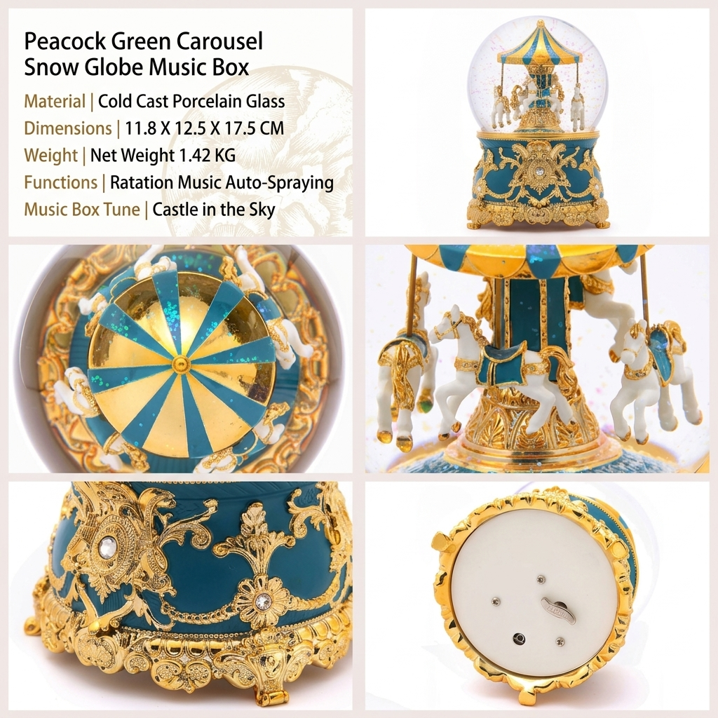 Celestial Serenade™ Multi-Color Carousel Snow Globe Music Box Collection