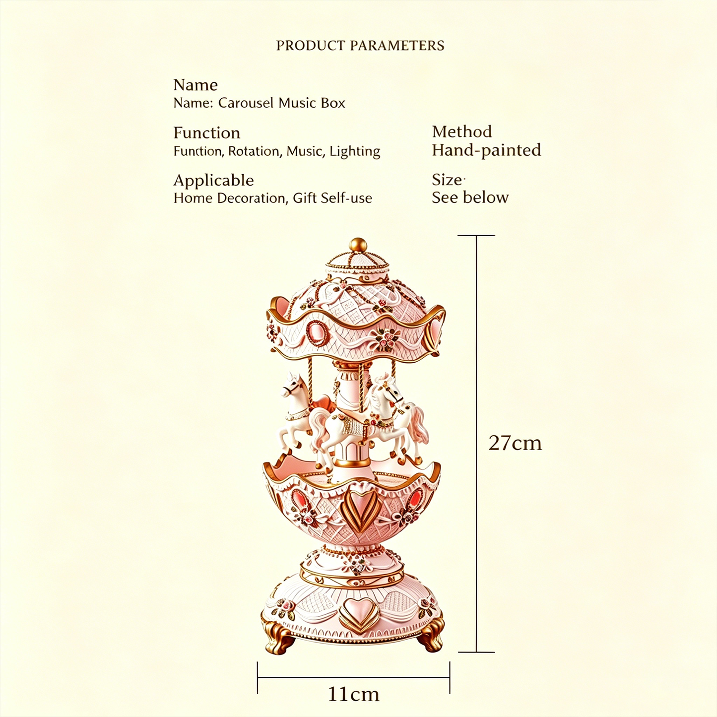 Celestial Serenade™ Pink Vintage Carousel Music Box