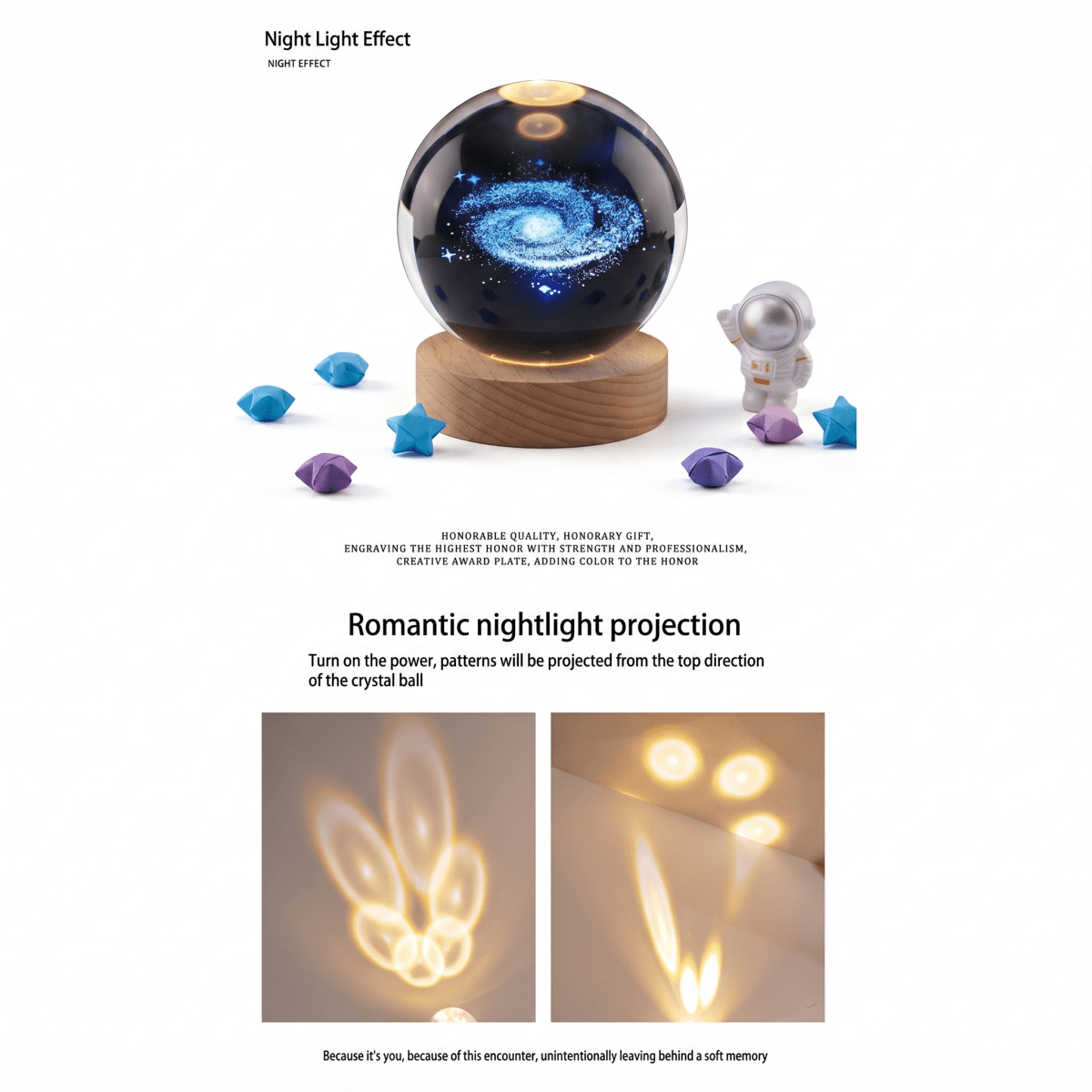 Celestial Serenade™ 3D Engraved Crystal Ball Night Light Warm Light Modes Crystal ball | Celestial Serenade | Gift & Desk Decor