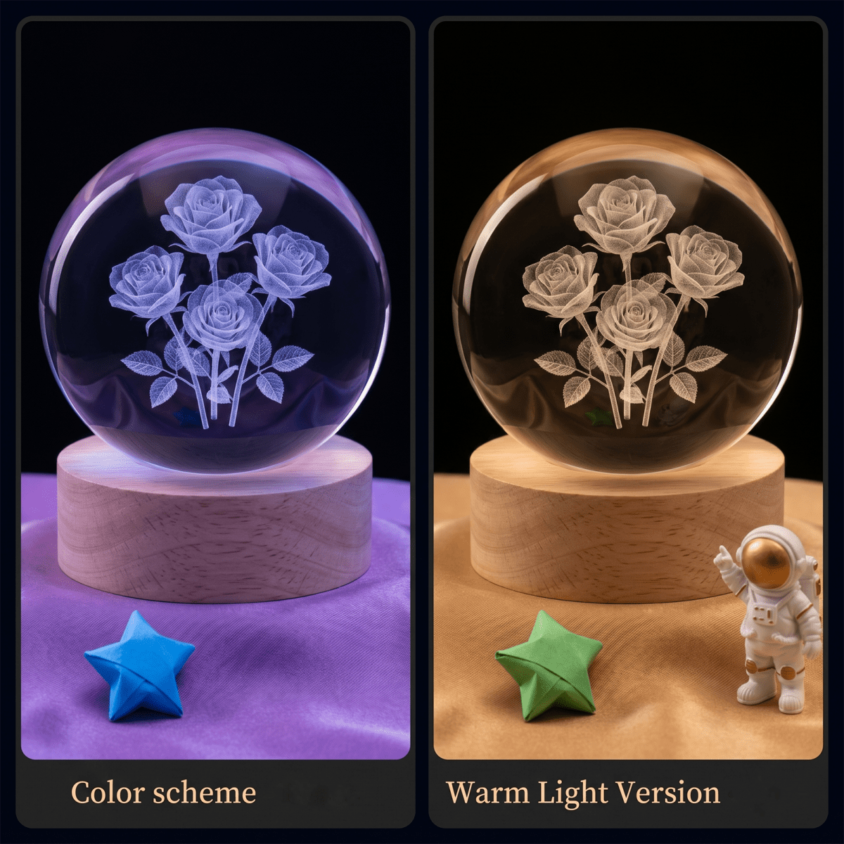 Celestial Serenade™ 3D Engraved Crystal Ball Night Light Warm Light Modes Crystal ball | Celestial Serenade | Gift & Desk Decor