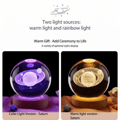 Celestial Serenade™ 3D Engraved Crystal Ball Night Light Warm Light Modes Crystal ball | Celestial Serenade | Gift & Desk Decor