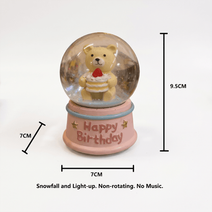 Celestial Serenade™ Birthday Cake &Bear Snow Globe with LED Light Birthday Cake Crystal ball | Celestial Serenade | Gift & Desk Decor