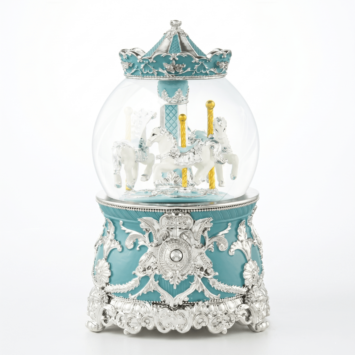 Celestial Serenade™ Bluetooth Carousel Snow Globe Music Box Blue Music Box | Celestial Serenade | Gift & Desk Decor