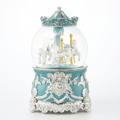 Celestial Serenade™ Bluetooth Carousel Snow Globe Music Box Blue Music Box | Celestial Serenade | Gift & Desk Decor