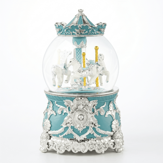 Celestial Serenade™ Bluetooth Carousel Snow Globe Music Box Blue Music Box | Celestial Serenade | Gift & Desk Decor