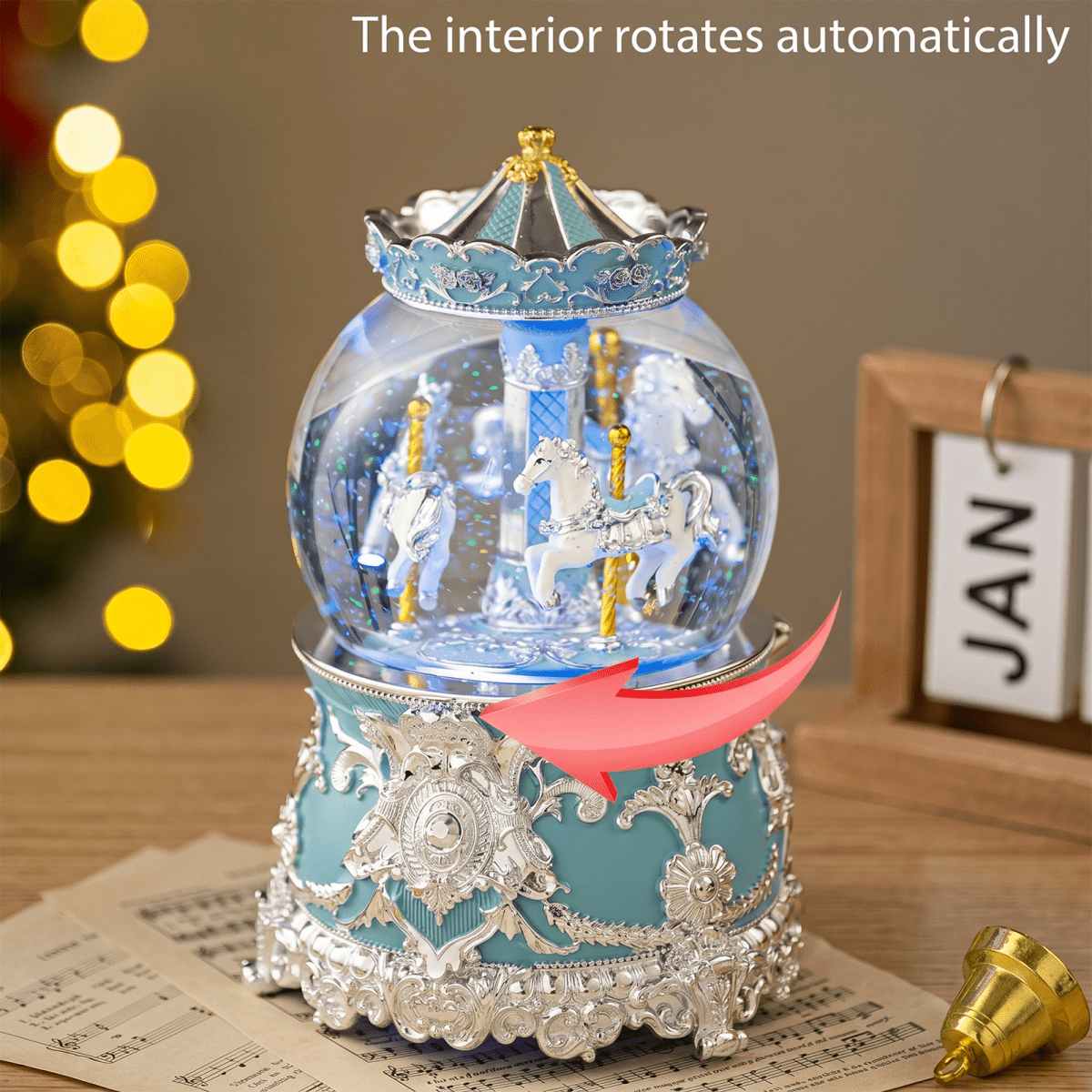 Celestial Serenade™ Bluetooth Carousel Snow Globe Music Box White Music Box | Celestial Serenade | Gift & Desk Decor