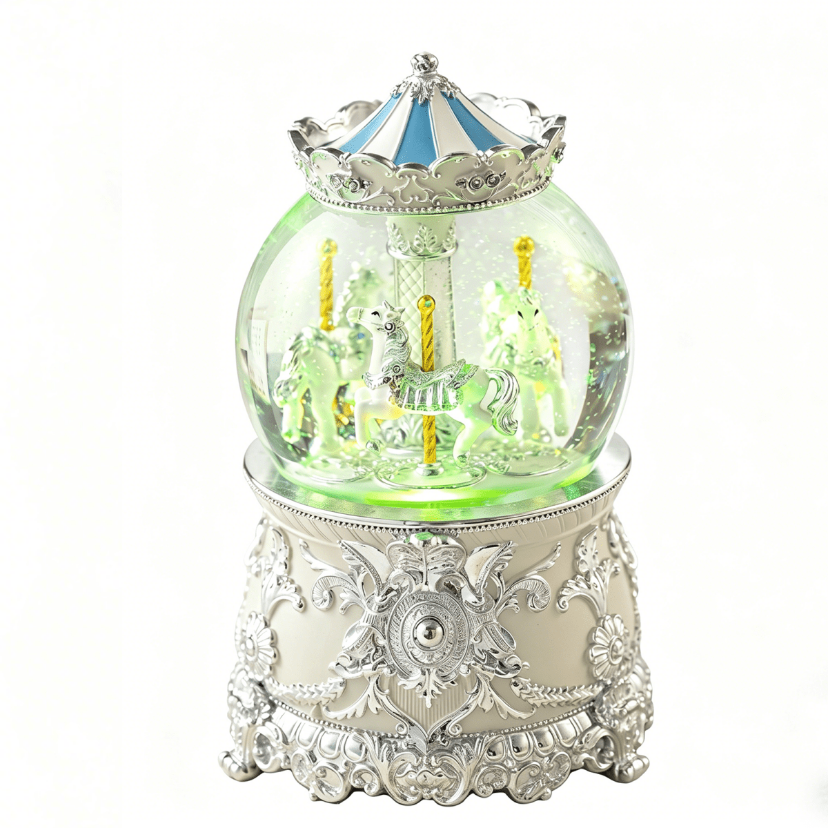 Celestial Serenade™ Bluetooth Carousel Snow Globe Music Box White Music Box | Celestial Serenade | Gift & Desk Decor